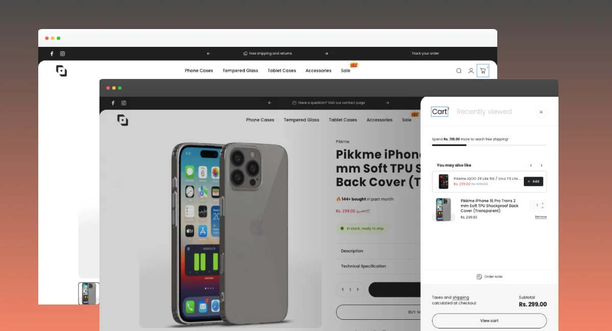 PikkMe Shopify e-commerce platform